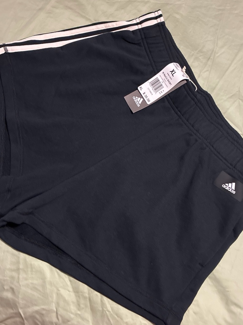 Brand New Adidas Black Women's Recco Sport Shorts with White Logo